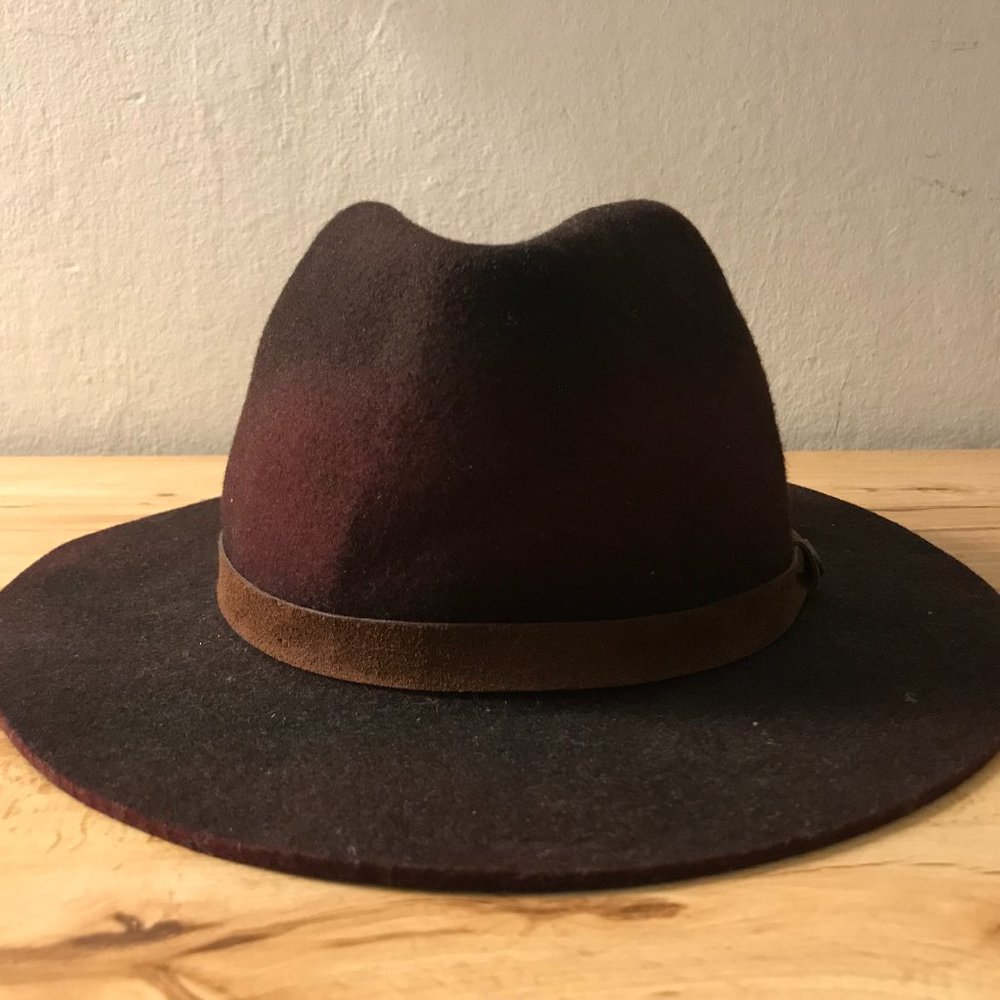 WOMENS GOORIN BROS HAT FEDORA BURGUNDY WINE SOFT FELT LEATHER